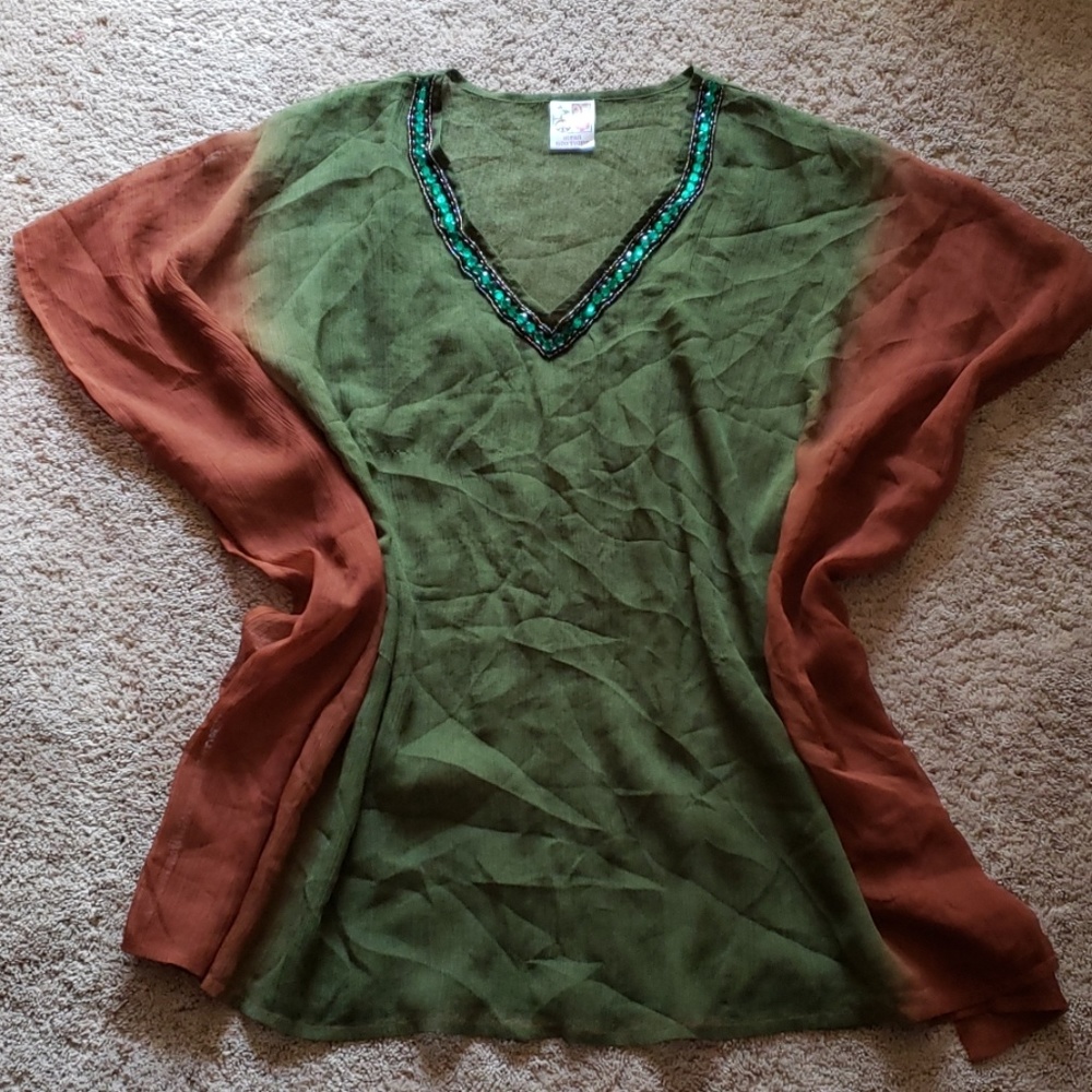 India boutique ombre beach cover up bling dolman